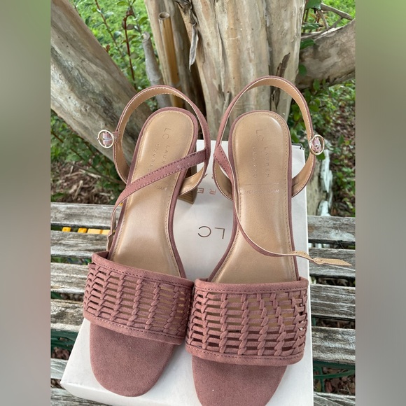 LC Laura Conrad sz 10 open toe block heel sandals ankle strap mauve NIB - Picture 2 of 5